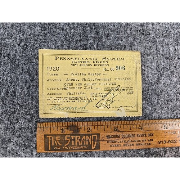 1920 Pennsylvania Railroad System Pass #CC906 Paper Signed - Picture 5 of 7
